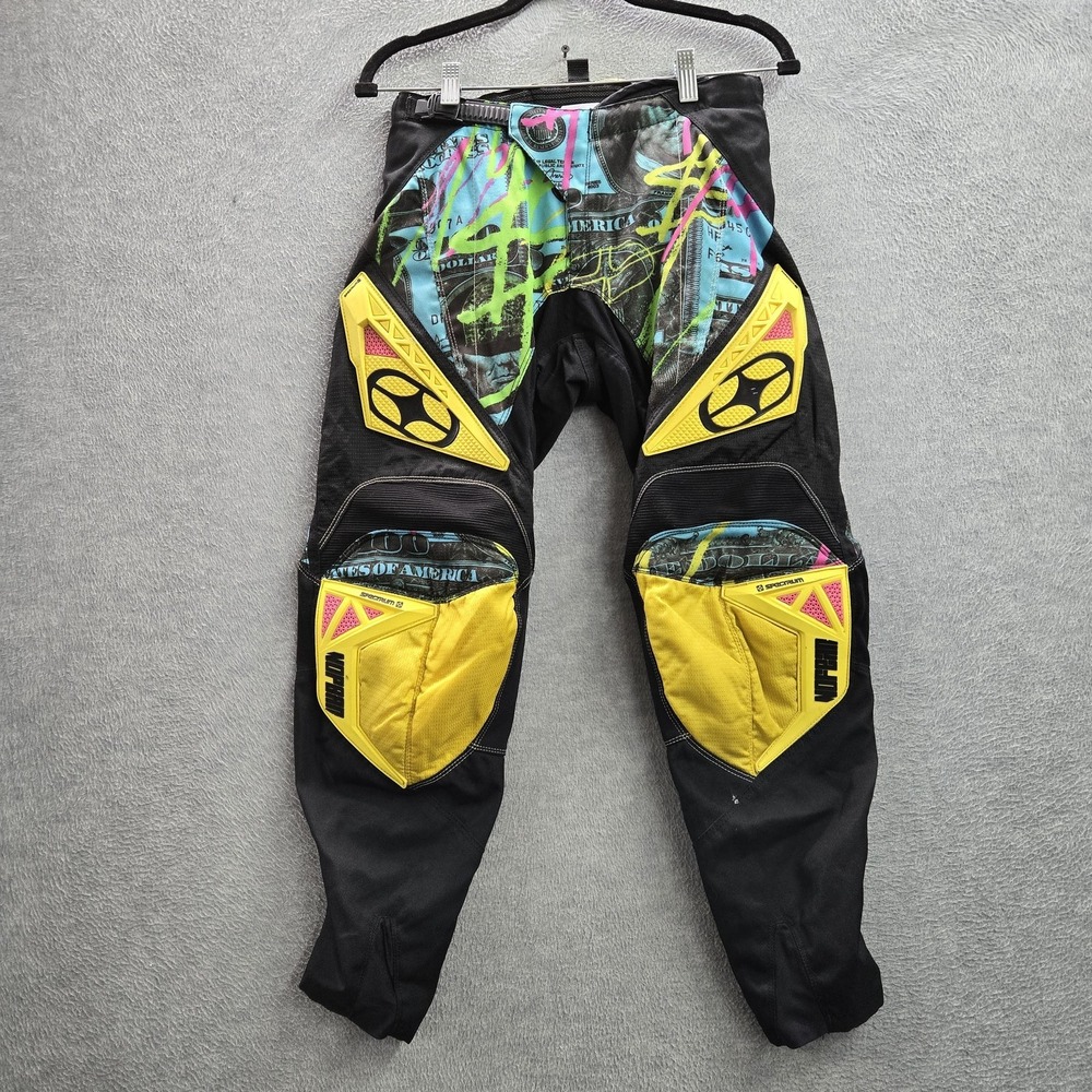 No‎ Fear Men Motocross Pants 28" Black Graphic Money Print Logo Racer Y2K